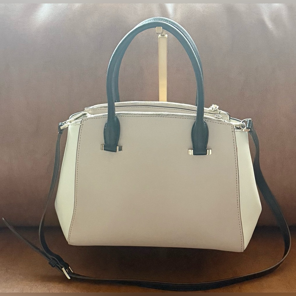 Kate Spade Sydney Double Zip Leather Satchel Crossbody Tusk Multi Medium EUC - Picture 3 of 9